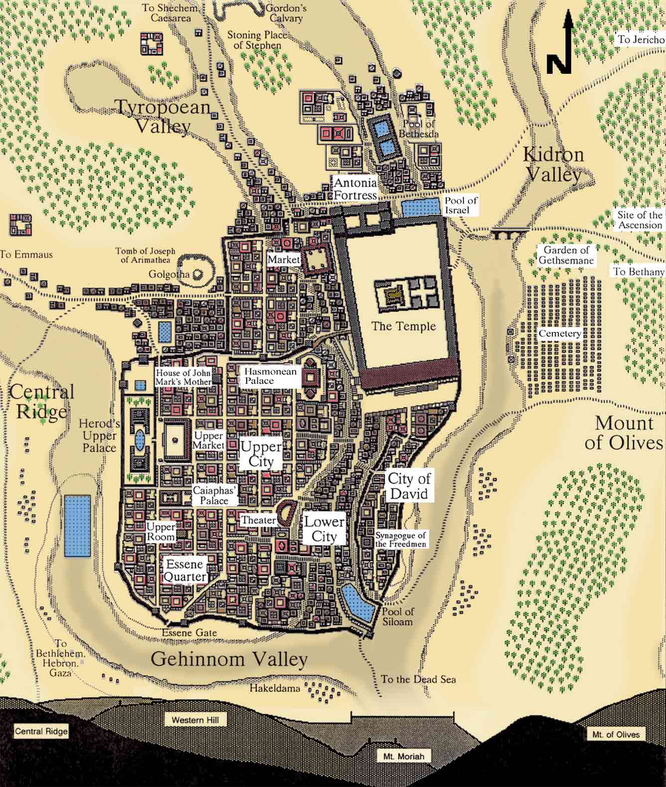 Map of Jerusalem in the time of Jesus